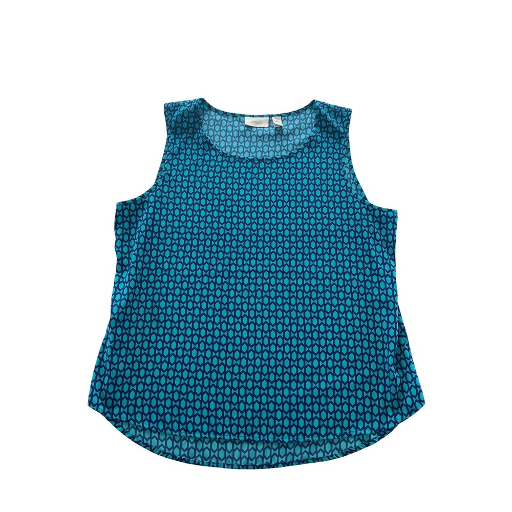 Chicos Tank Top Blue Geometric Print Sleeveless Women's Size 3 XL